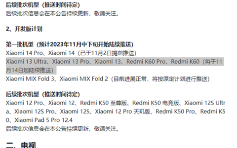 提前升级！小米13、Redmi K60等今起推送小米澎湃OS开发版