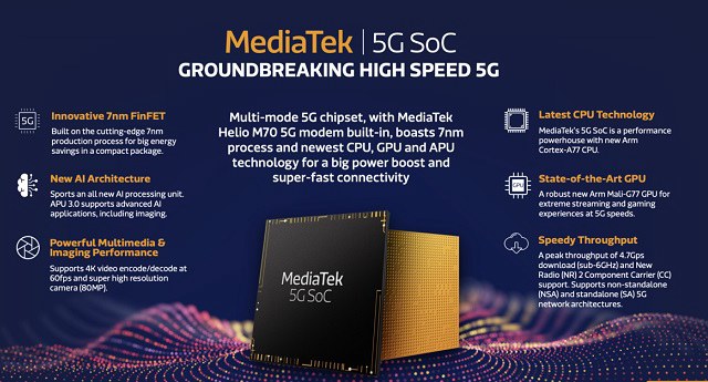 联发科发布全球首款5G SoC：7nm工艺制程 A77架构