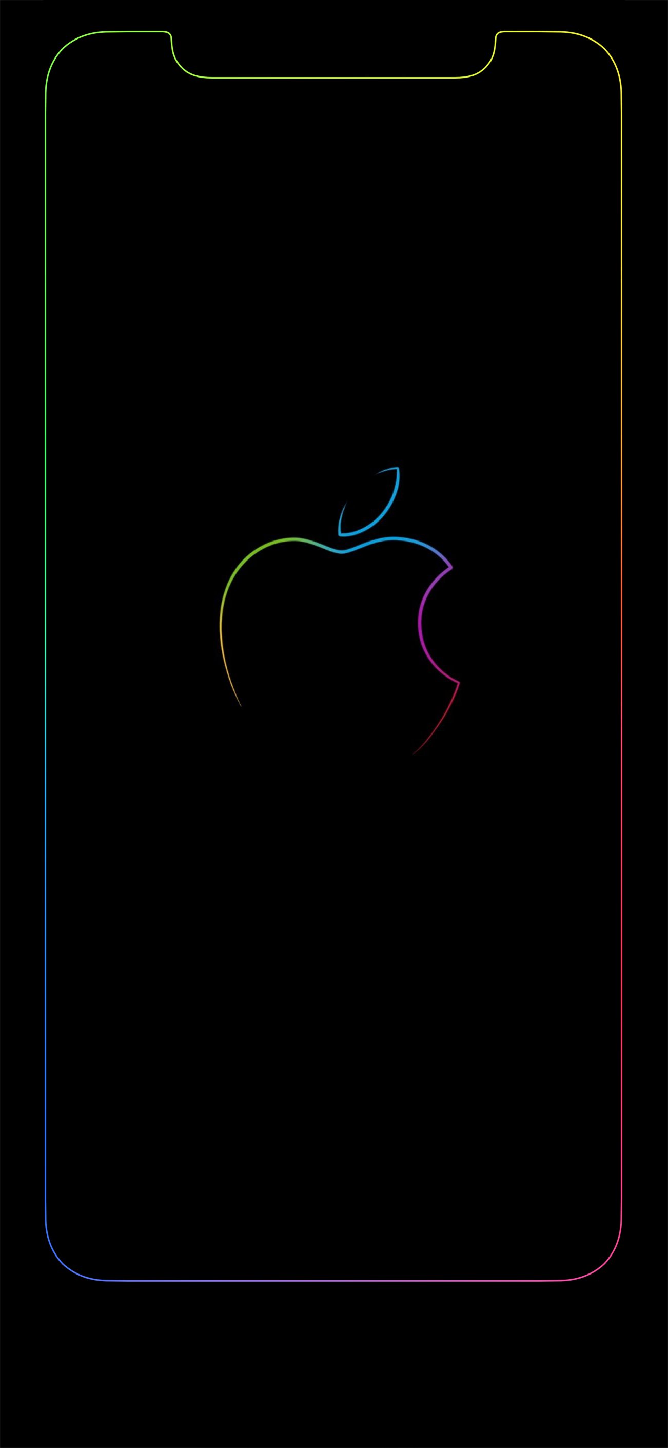 iPhone X边框发光壁纸 苹果X/XS边框带Logo发光壁纸下载