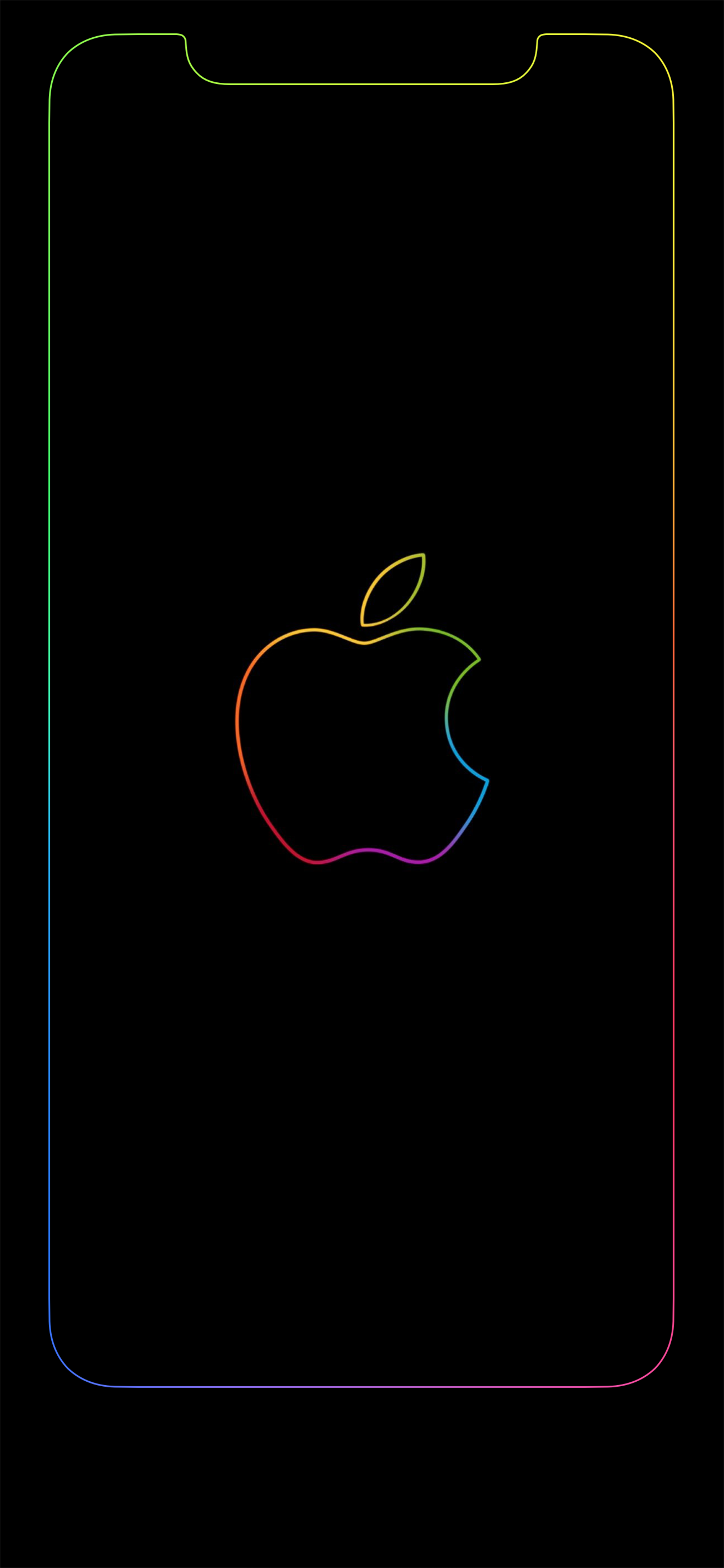 iPhone X边框发光壁纸 苹果X/XS边框带Logo发光壁纸下载