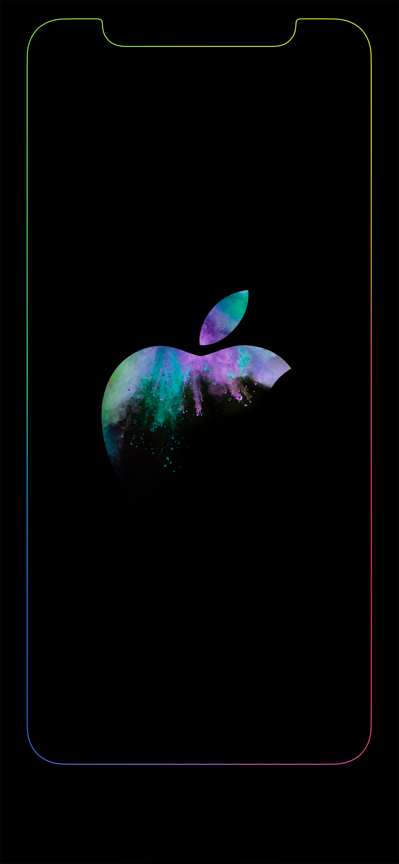 iPhone X边框发光壁纸 苹果X/XS边框带Logo发光壁纸下载