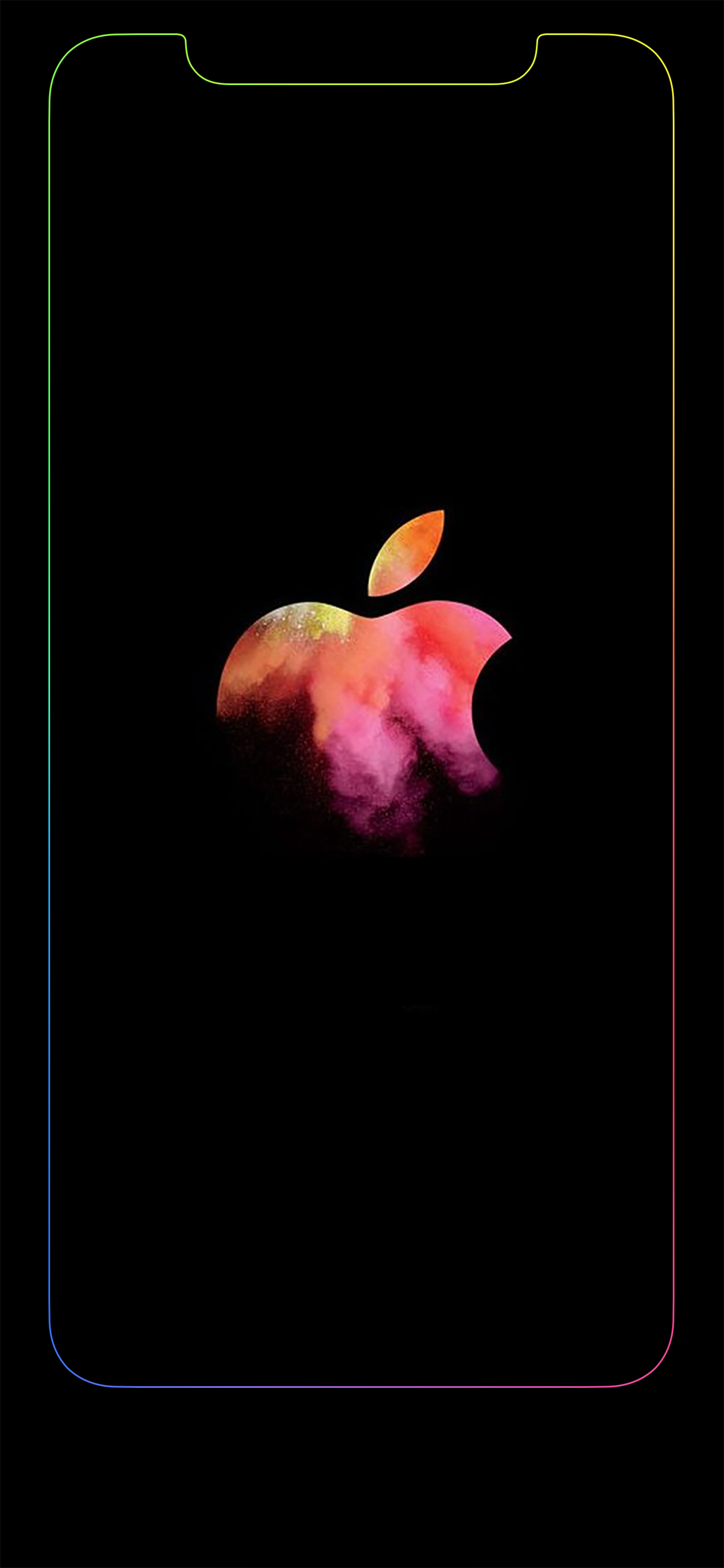 iPhone X边框发光壁纸 苹果X/XS边框带Logo发光壁纸下载