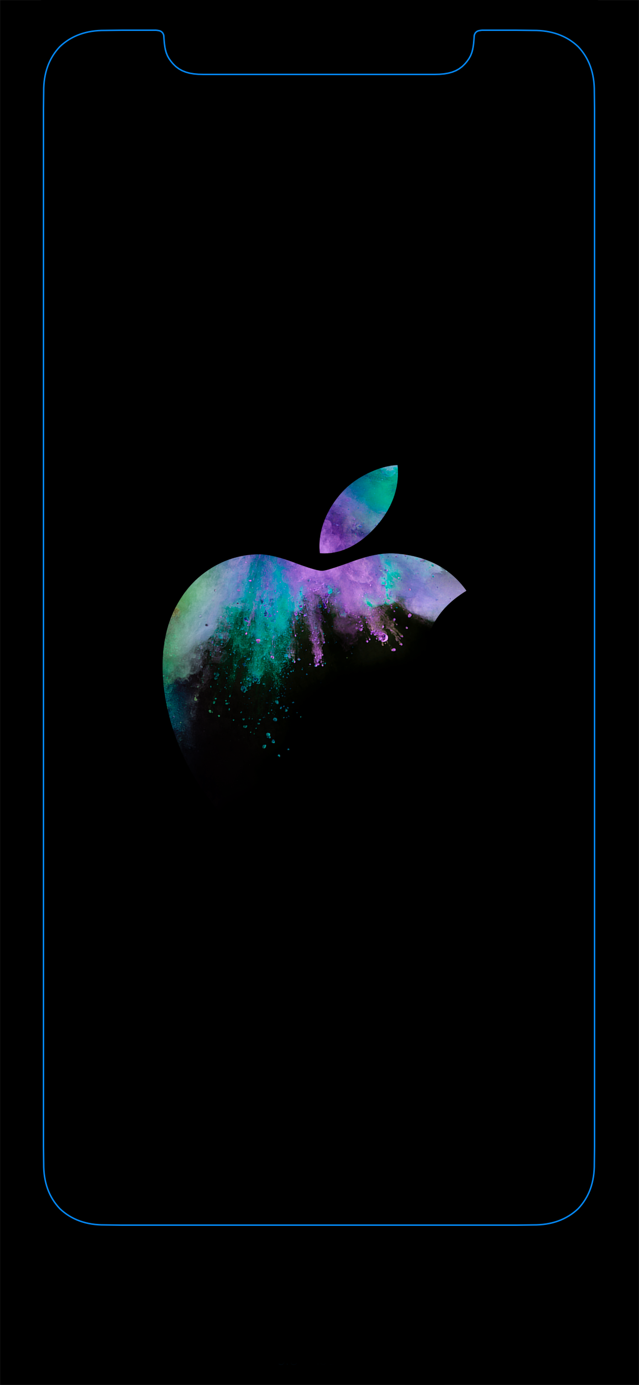 iPhone X边框发光壁纸 苹果X/XS边框带Logo发光壁纸下载