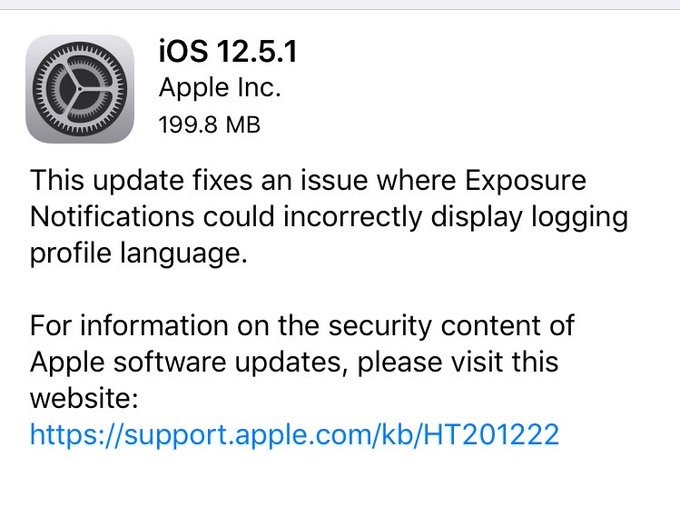 iOS 12.5.1 正式版发布 苹果建议所有旧机型用户升级