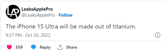 iPhone 15 Ultra 将采用钛金属外壳：更坚固耐用