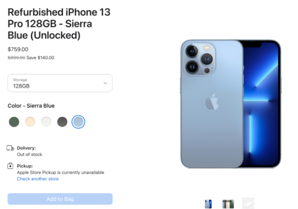 iPhone 13 Pro重回苹果官网售卖，仅售 5000 多！