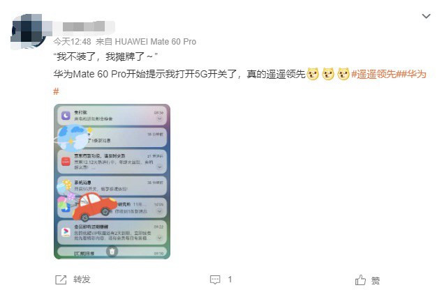 华为Mate60提示打开5G开关，华为摊牌了？