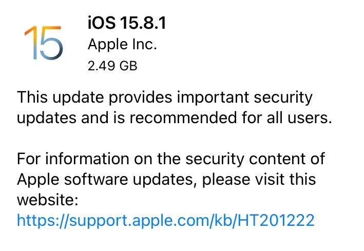 iOS 15.8.1正式版发布，苹果建议所有用户安装