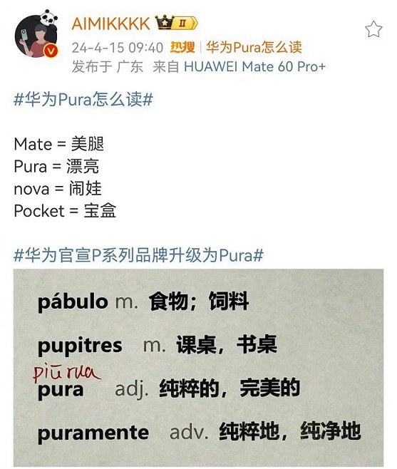 Pura哪个国家的语言，华为P系列为什么改名Pura？